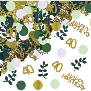 200 Pi&egrave;ces De Confettis Vert 40 Ans, Decoration Anniversaire Confettis Pour Decoration De Table, 20g Paillettes Confetti, Or Blanc Et Vert Adapt&eacute;s &Agrave; La F&ecirc;te D'anniversaire, D&eacute;coration De Mariage - Neuf