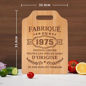 Cadeau 50 Ans Homme, Cadeau Homme 50 Ans - Planche &Agrave; D&eacute;couper En Bambou Grav&eacute;e, Idee 50 Ans Anniversaire Homme Pour Amis, Coll&egrave;gues, Famille - Neuf