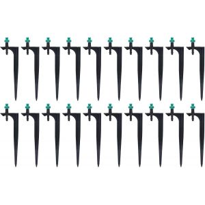 20pcs émetteurs D'irrigation de Jardinage, Goutteurs D'irrigation Professionnels, Kit D'irrigation Goutte à Goutte, Goutteur D'irrigation en Plastique ABS avec(180 degrés avec tige d'insertion) - Neuf
