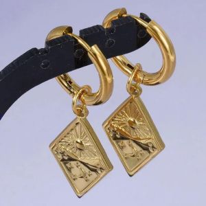 S1446-G - Boucles D'oreilles Punk Croix Épée Pendentif,Cerceaux En Acier Inoxydable Pour Femmes Et Hommes,Accessoires Non Ternissants,Bijoux Vintage,Cadeau Arete - Neuf