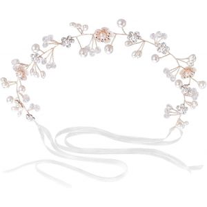 Kal-Serre Tete Fleur Fille Bande Blanc Couronne De Fleurs Pour Cheveux Princesse Perle Bandeau Cheveux Cristal Accessoires De Cheveux De Mariée Fleur Accessoire Cheveux Mariage Fille Enfant - Neuf