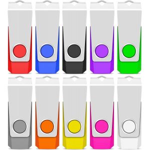 Lot de 10 clés USB 1 Go-Clé USB 2.0 haute vitesse-Multicolore-Rotate - Neuf