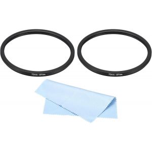 KAL-72Mm-67Mm Bague De Réduction En Métal Avec Chiffon De Nettoyage Lot De 2 Adaptateurs De Filtre D'Objectif D'Appareil Photo En Aluminium Pour Capuchon D'Objectif Noir - Neuf