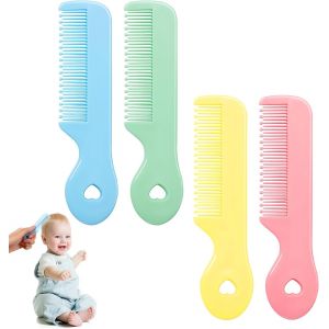 4 Piece Baby Hair Brush,Mini Comb For Hair Massage,Detangling Hair With Round Teeth Children,Cute Baby Brush Set - Neuf