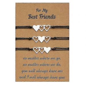 3pcs Sister Matching Bracelets Set With Promise Card, Friendship Birthday Gift For Girls Long Distance Jewelry - Neuf