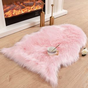 ERYI-Tapis Faux En Peau De Mouton,Imitation Toison Moquette Fluffy Soft Longhair Décoratif Coussin De Chaise Canapé Natte (Rose, 60_X_90_Cm) - Neuf