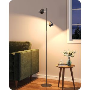 Lampadaire Salon Dimmable En Continu Avec 2 Lampes À Contrôle Indépendant,3000k Blanc Chaud,Abat-Jour Pivotant,Lampe Led Sur Pied Pour Chambre À Coucher,Bureau,Salon,Noir - Neuf
