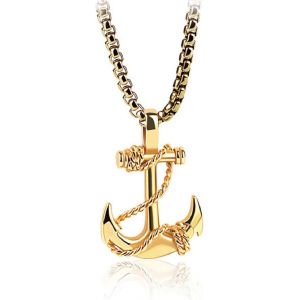 Kal-Pendentif Croix D'ancre Nautique, Collier D'ancre Marin La Marine Pour Hommes, Collier D'ancre Marine Pirate Classique Bijoux D'ancre Nautique Hip Hop, Collier Pendentif D'ancre Bateau Nautique E - Neuf