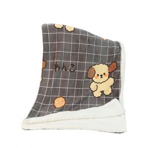 Hjlian Couverture Polaire Corail Double Couche Pour Chien Blanc, Motif Dessin Anime, Matelas Epais En Coton Pour Chien Et Chat, Taille M : 70 X 50 Cm - Neuf