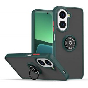 Kal-Coque Pour Xiaomi Redmi A5 4g, Etui Téléphone Antichoc Avec Anneau De Support, Hard Pc Et Tpu Bumper Mat Translucide Case Cover - Vert Foncé - Neuf