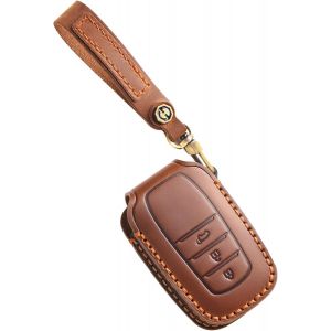 Étui de protection en cuir pour clé de voiture Toyota Yaris Cross Hybride Corolla RAV4 Prius Camry Auris Fortuner Highlander Porte-clés de voiture 2020-2024.[H106] - Neuf