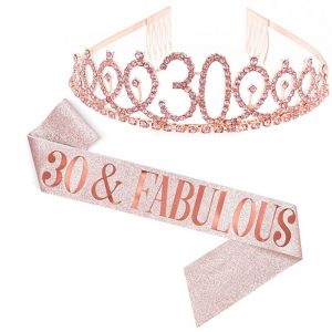 Ensemble Diademe Et Echarpe Pour 30e Anniversaire. Cadeaux Pour 30e Anniversaire Pour Femme. Fournitures De Fete D'anniversaire En Quarantaine. - Neuf