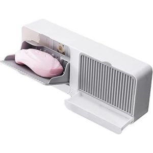 Porte-savon mural, sans perçage, porte-savon de douche, auto-drainant, économiseur de savon de douche, porte-savon mural, porte-savon pour douche, 25,5x10x4,5 cm, peut contenir deux savons - Neuf