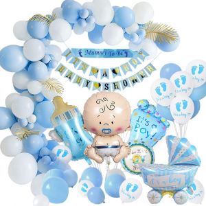 KALANKA-Baby Shower Decoration Garcon, Baby Shower Boy Bleu Ballons Decoration Naissance Garcon, Douche de Bébé Bannière, Garcon Naissance Bapteme Ballon Fête de réVélation de Genre Decoration - Neuf
