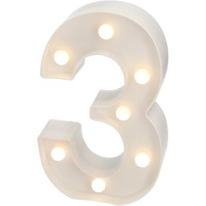 ERYI-- Numéros Lumineux Led, Numéro 3 Avec Lumière Chaude Pour Décoration Et Ambiance, Veilleuses Pour Chevet, Anniversaires, Mariages, Vitrines. Fonctionnant Sur Batterie - Neuf