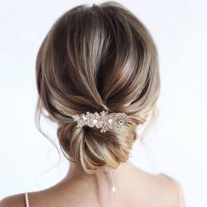 Kalvd-Barrette Fleur En Cristal Barrette De Mariage En Strass Barrette Or Perle Barrette Brillante De Mariage En Cristal Accessoires De Cheveux Décoratifs Pour Femmes Et Filles(Cristal Transparent) - Neuf