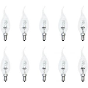 SJZG-Lot De 10 Ampoules Halog&egrave;nes En Forme De Bougie - 18 W = 25 W/24 W - E14 - Intensit&eacute; Variable - Neuf