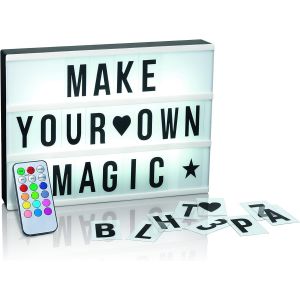 Bo&icirc;te Lumineuse Del | Fonction Minuterie | 173 Lettres Et Symboles Interchangeables Inclus | Modes De Changement De Couleur Diff&eacute;rents | Aux Piles Ou &Agrave; C&acirc;ble Usb [A4] - Neuf