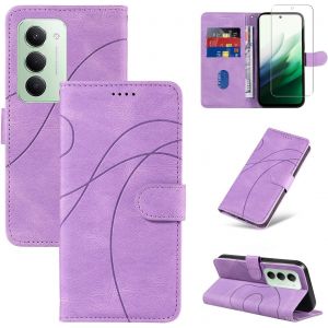 JGD-Coque Compatible avec Xiaomi Redmi 15 4G / 5G EU Version (Pas pour Global Version) avec 1 Pi&egrave;ce Protection &Eacute;cran en Verre Tremp&eacute;, Housse PU Cuir &agrave; Rabat Flip, &Eacute;tui Support (Violet) - Neuf