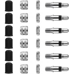 Kal-Kit De Remplacement De Valve De V&eacute;lo Dunlop - 24 Pi&egrave;ces - Avec Joint D'&eacute;tanch&eacute;it&eacute; - Bouchons De Valve - Accessoires De Rechange - V&eacute;lo De Ville - V&eacute;lo De Trekking Puky, Noir / Argent - Neuf