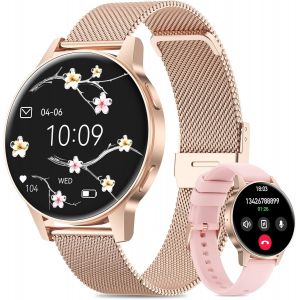 2025 Montre Connectée Femme Avec Siri/Et/Hrv, 1.27"" Tft Smartwatch Avec Appel Bluetooth Cardiofréquencemètre 120+ Modes Sport Montre Ip68 Fitness Podomètre Pour Android Ios (Or Rose) - Neuf