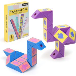 KALANKA-Cube Serpent Magique avec thème Poker, 2 Paquets de 24 Blocs de Cube Serpent Rapide pour remplir Les Sacs de fête, Casse-tête éducatif Serpent Jouets Amusants Cadeaux de fête (Violet & Bleu) - Neuf