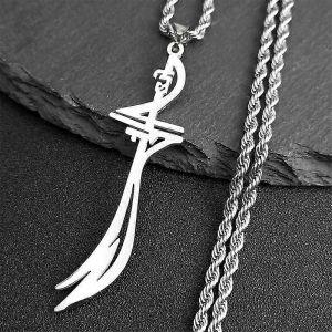 Épée Arabe Saoudienne En Acier Inoxydable Musulman Islamique Zulfiqar Imam Ali Épées Colliers Pour Hommes Islam Accessoires Cadeau Bijoux 656 - Neuf