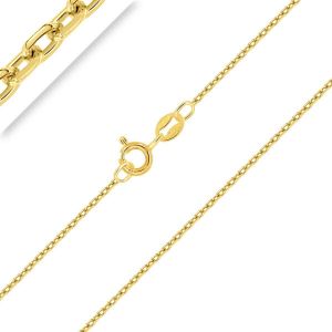 Kal-- Collier - Chaîne Argent 925/1000 - Maille Forçat Diamantée - Plaqué Or Jaune 18 Carats - Largeur : 1 Mm - Neuf