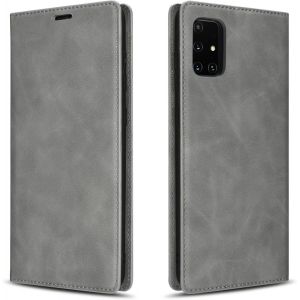 SJZG-Coque Pour Samsung Galaxy A41, Housse En Cuir Pu De Qualit&eacute; Sup&eacute;rieure Tpu Bumper Avec Porte-Cartes B&eacute;quille Cach&eacute;e Adsorption Magn&eacute;tique Flip Portefeuille Housse Pour Samsung Galaxy A41,Gris - Neuf