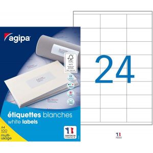 2400 &eacute;tiquette 70x35 mm (24 x 100F A4) Multi-usage Coin Droit Permanent Blanc - Neuf