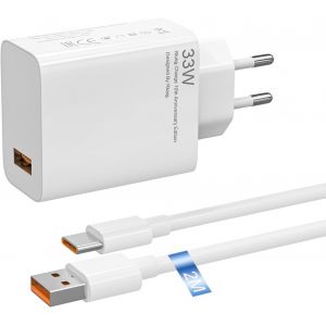 KALANKA-Chargeur rapide 33 W avec cable USB C de 2 m, Chargeur Turbo Adaptateur de chargeur rapide Xiaomi pour Xiaomi 11 Lite/Mi 11i/10T Lite/Mi 10T Pro/Mi 10T/Redmi Note 13 5G 12S 11 11S 10 Pro (bla - Neuf