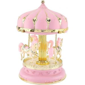 Carrousel Bo&icirc;te &Agrave; Musique Romantique Musique Artisanat 3 Chevaux Carrousel Bo&icirc;te &Agrave; Musique D&eacute;coration De Bureau Cadeau D'anniversaire - Neuf