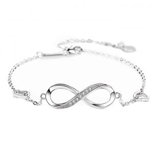 Bracelet En Argent Sterling 925 Et Oxyde De Zirconium Pour Femme, Symbole De L'infini, Cadeau D'amour Pour Anniversaire, No&euml;l, Saint-Valentin - Neuf