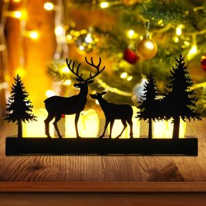 Bougeoir Couronne De L'Avent,Chandelier De No&euml;l Bougeoir Noir M&eacute;tal Avec Supports En Bois Pour Bougie Chauffe-Plat Diy Couronne De Noel Decor Noel Table Salon Mariage - Neuf