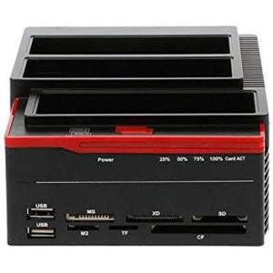 Station d&iquest;Accueil &agrave; 3 emplacements pour Disque Dur HDD 2,5&iquest;&iquest;/3,5&iquest;&iquest;, IDE/SATA, avec lecteurs de Cartes et Fonction Clone int&eacute;gr&eacute;s - Neuf