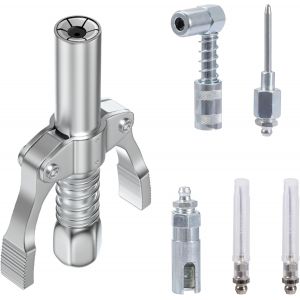 MEVRONISSHOP-Raccord de Pistolet &agrave; Graisse Compatible avec 1/8 ""NPT, Embout de Pompe a Graisse, Coupleur en Forme d'aiguille,Coupleur &agrave; 90 Degr&eacute;s,pour Toutes Sortes de Pompe a Graisse - Neuf