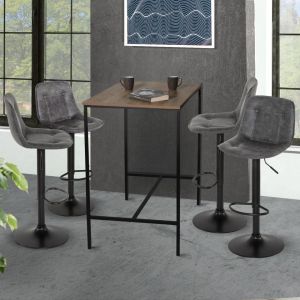 Lot De 4 Tabourets De Bar Denver Gris Vintage - Neuf
