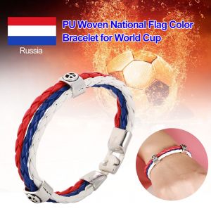 Bracelet Tresse Multicouche En Pu, Motif Drapeau National, Pour La Coupe Du Monde (Russie) - Neuf