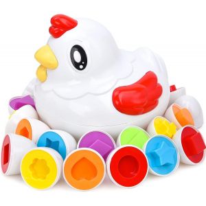 ChenQuanSarl-Lot De 12 ?ufs De Poule Montessori Assortis - Couleur Et Reconnaissance Des Formes - Jouet Éducatif Pour Enfants Et Tout-Petits - Pour Pâques, Noël, Cadeau D'Anniversaire - Neuf