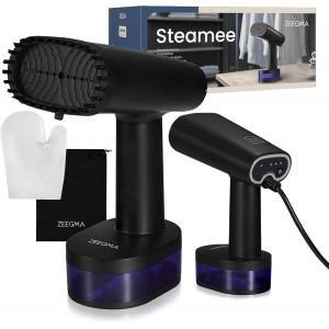 MEVRONISSHOP-ZEEGMA STEAMEE D&eacute;froisseur Portable 2 en 1 pour V&ecirc;tements, Fer &agrave; Vapeur 1640 W, 370 ml D&eacute;bit de Vapeur 25 g/min Chauffage 30 secondes Repassage Horizontal et Vertical S&ucirc;r pour les Textil - Neuf
