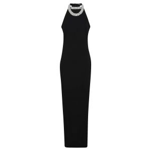 Robe Noire Élégante Avec Swarovski Par Balmain - Neuf