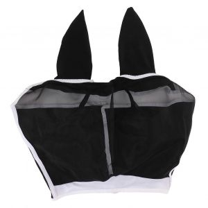 Masque Anti-Mouches De Cheval Tout Autour Maille Respirante Masque Anti-Mouches Élastique De Protection Uv Masque Facial Pour Cheval Avec Oreilles Noir S 42x35cm / 16.5x13.8in - Neuf