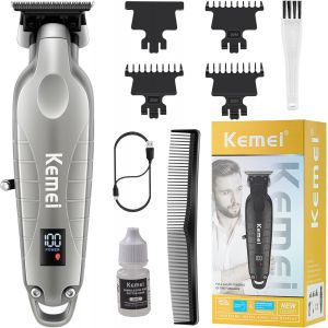 2293 Tondeuse Professionnelle &Agrave; Cheveux/Barbe Pour Homme Avec Lame En T,Rechargeable Sans Fil,Argent&eacute; - Neuf