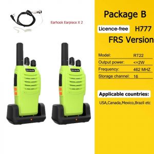 Retevis H777 Talkie-walkie vert 2 pi&egrave;ces Portable PMR446 FRS Radio bidirectionnelle longue port&eacute;e VOX Type-C Talkie-walkie pour camping randonn&eacute;e FRS Earpiece - Neuf