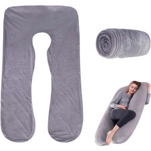 Taie D'oreiller En U,140 X 80cm,Taie D'oreiller De Grossesse,Housse De Coussin De Grossesse Amovible,Taie D'oreiller En U Lavable En Machine,Taie D'oreiller Pour Le Corps De Grossesse - Neuf