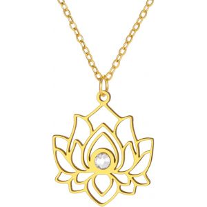 Lotus Flower Collier De Charme Pour Les Femmes Yoga Lotus Protection Collier Pendentif En Acier Inoxydable Inspiration Yoga Healing Unalome Symbole Amulette Bouddha Yoga Bijoux - Neuf