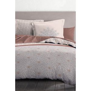 Parure De Couette En Coton 57 Fils/Cm&sup2; Louxor - Beige 240 X 260 Blanc/Beige - Neuf