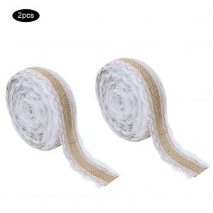 Hjlian Lot De 2 Rouleaux De 5 M De Ruban De Dentelle En Lin De Style Retro, Accessoires De Decoration Pour Fete De Mariage, Type 3 - Neuf