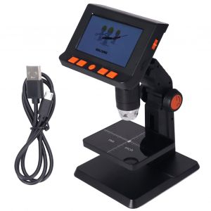 Microscope numerique electronique portable de bureau HD 1000x, ecran LCD 4,3 pouces, avec 8 LED haute luminosite - Neuf