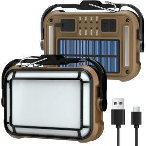 Lampe De Travail Led Rechargeable Portable Usb + Solaire Rechargeable 3600 Mah Lumière De Sécurité 600 Lm Super Lumineuse Étanche Pour Urgence Extérieure - Neuf